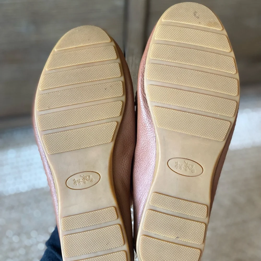 Coach Brown Leather Moccasin Loafers with Gold Tone Hardware